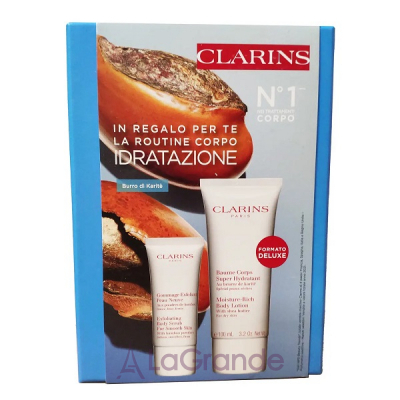 Clarins Body Care Essentials  ( Clarins Exfoliating Body Scrub For Smooth Skin 30  +   Clarins Moisture-Rich Body Lotion 100 )