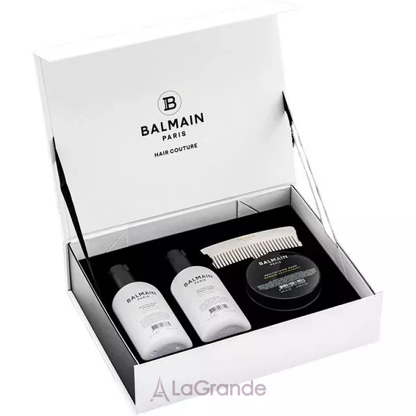 Balmain Paris Hair Couture Silver Revitalizing Care Set ����� (mask/200ml + h/couture/300ml + shampoo/300ml + brush)
