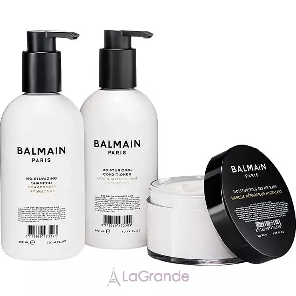 Balmain Paris Hair Couture Silver Revitalizing Care Set ����� (mask/200ml + h/couture/300ml + shampoo/300ml + brush)