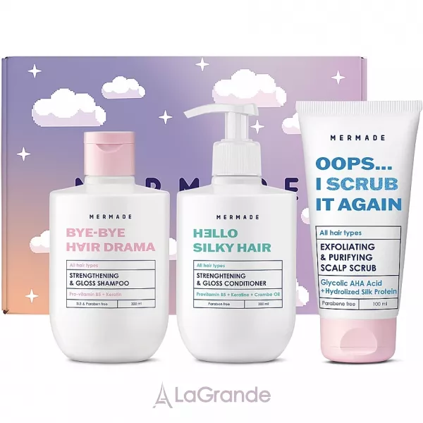 Mermade Keratin & Silk Protein (shmp/300ml + cond/300ml + scrub/100ml) ��������-������ ��� ������� �� ���� ������