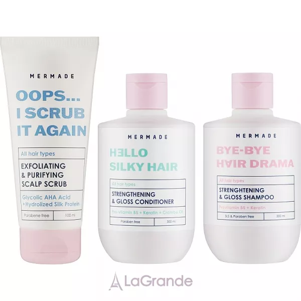 Mermade Keratin & Silk Protein (shmp/300ml + cond/300ml + scrub/100ml) ��������-������ ��� ������� �� ���� ������