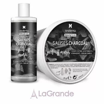 SesDerma Laboratories Beauty Treats Salises Charcoal Peel-Off Mask (liquid/75ml + powder/25g) -     