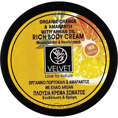 Velvet Love for Nature Organic Orange & Amaranth Rich Body Cream    
