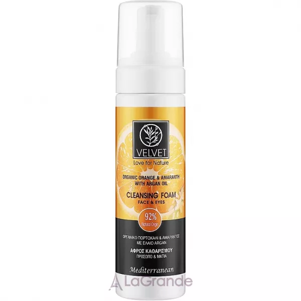 Velvet Love for Nature Organic Orange & Amaranth Cleansing Foam Face & Eyes ����������� ���� ��� ������� �� ����