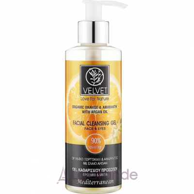 Velvet Love for Nature Organic Orange & Amaranth Facial Cleansing Gel Face & Eyes      