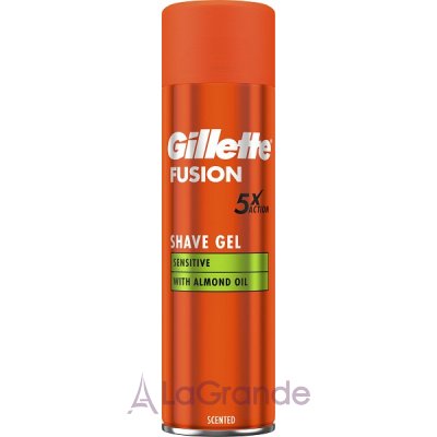 Gillette Fusion Shave Gel Sensitive With Almond Oil         볺