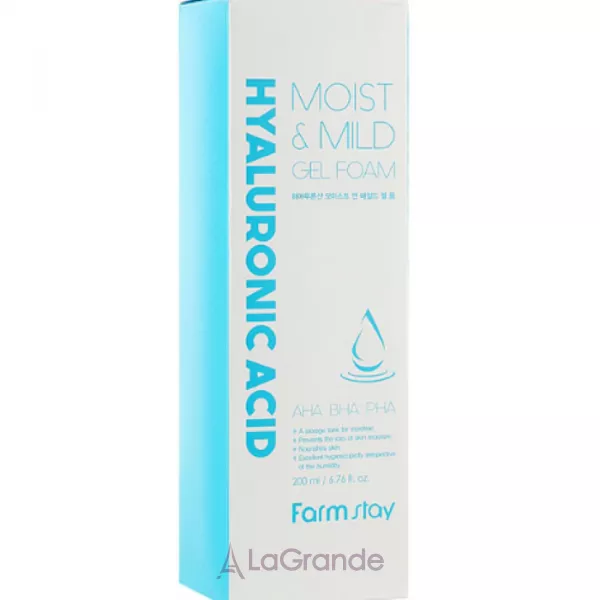 FarmStay Hyaluronic Acid Moist & Mild Gel Foam ������� ��������� ����� � ������������ �������� � AHA, BHA ���������
