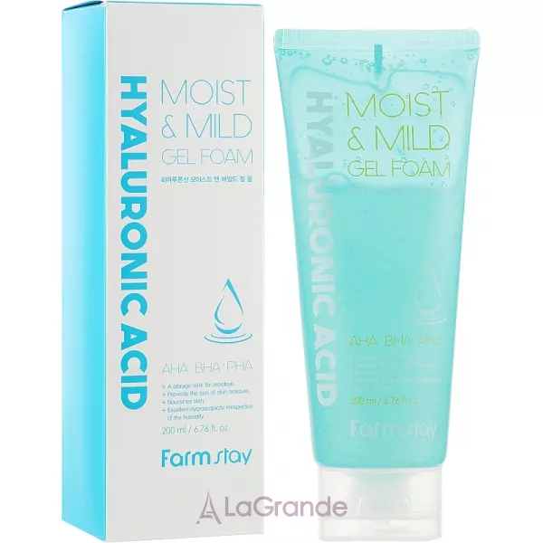 FarmStay Hyaluronic Acid Moist & Mild Gel Foam ������� ��������� ����� � ������������ �������� � AHA, BHA ���������