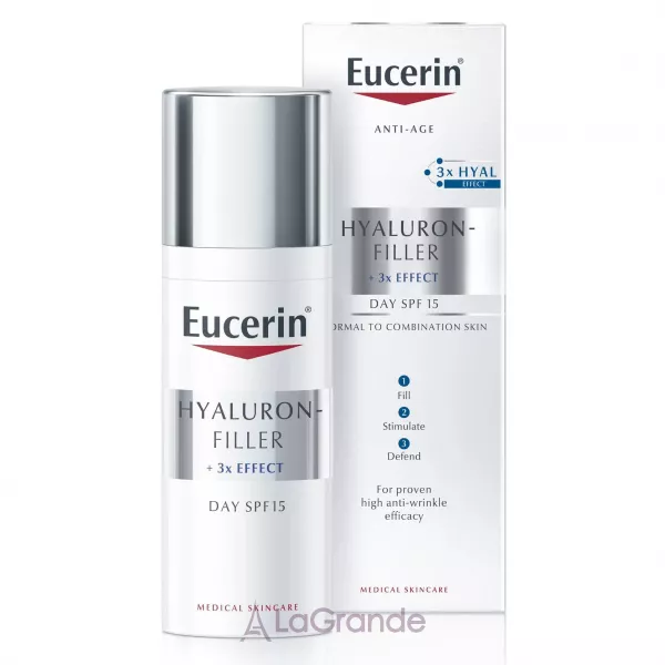 Eucerin Hyaluron-Filler+3x Effect Day Care SPF15 ������ ���� ��� ��������� � ���������� ����