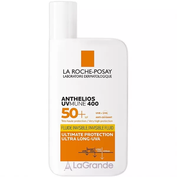 La Roche-Posay Anthelios UVmune 400 Invisible Fluid SPF50+ Fragrance Free ������ ������������� ����� ��� ������, ������� ����� ������� �� UVB � ���� ������ UVA �������� SPF50+