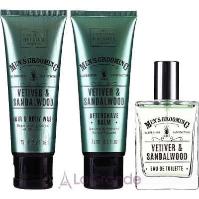 Scottish Fine Soaps Men's Grooming Vetiver & Sandalwood  (edt/50ml + sh/gel/75ml + ash/balm/75ml)