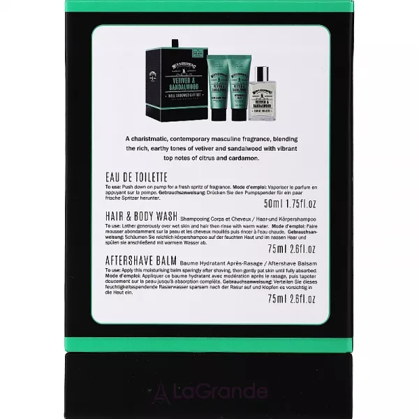 Scottish Fine Soaps Men's Grooming Vetiver & Sandalwood ���� (edt/50ml + sh/gel/75ml + ash/balm/75ml)