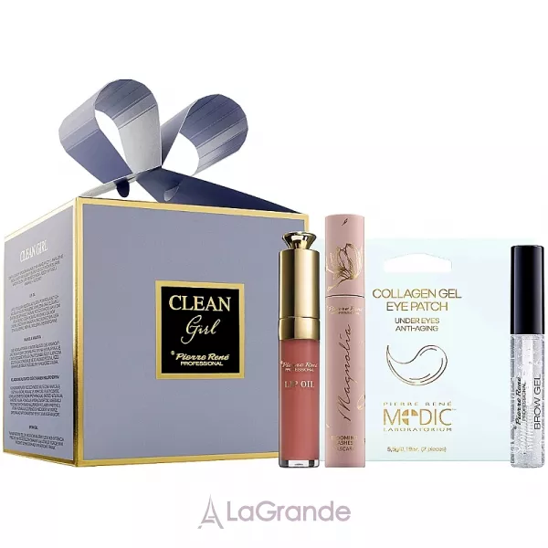 Pierre Rene Clean Girl ���� (lip oil/8ml + mascara/10ml + eye patch/5.5g + brow gel/10 ml)