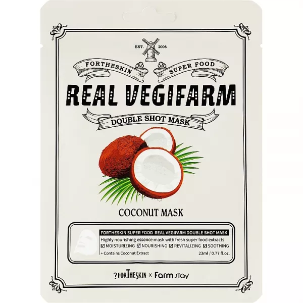 Fortheskin Super Food Real Vegifarm Double Shot Mask Coconut ����� ��� ���� � ���������� ������
