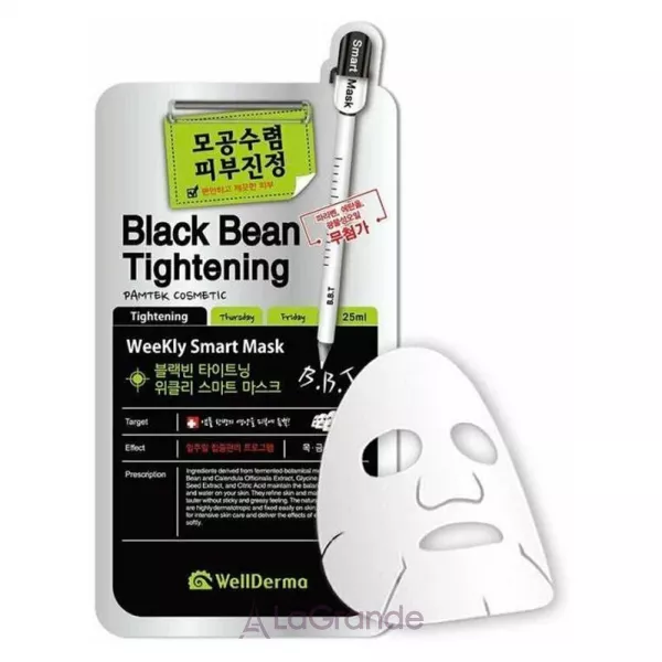 WellDerma Black Bean Tightening Weekly Smart Facial Mask Sheet �������� ����� ��� ������� � ���������� ����� �����