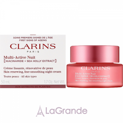 Clarins Multi-Active Jour Niacinamide+Sea Holly Extract Glow Boosting Line-Smoothing Night Cream      