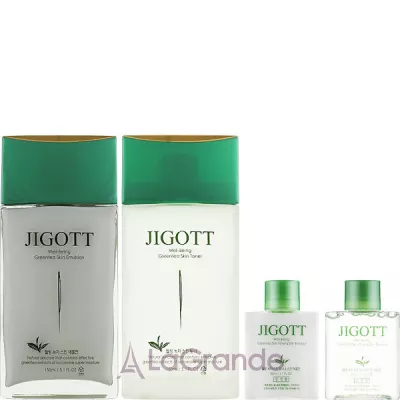 Jigott Well Being Green Tea Set  (emulsion/150ml + toner/150ml + emulsion/30ml + toner/30ml)