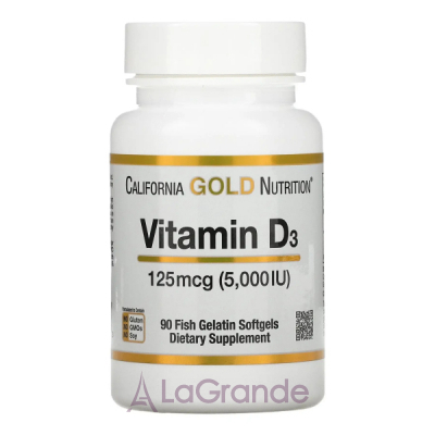 California Gold Nutrition Vitamin D3 125mcg (5000IU) ³ D3