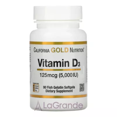 California Gold Nutrition Vitamin D3 125mcg (5000IU) ³ D3