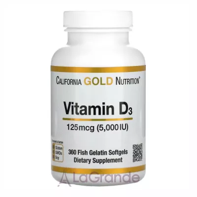 California Gold Nutrition Vitamin D3 125mcg (5000IU)  D3