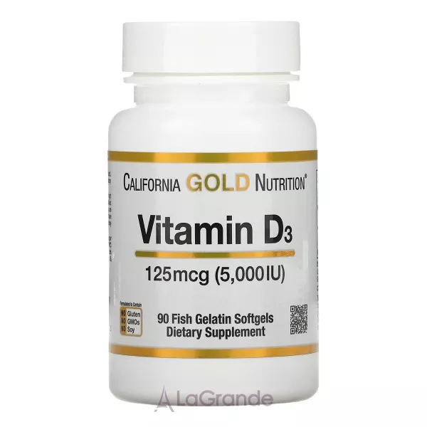 California Gold Nutrition Vitamin D3 125 mcg (5000 IU) ³���� D3, 125 ��� (5000 ��)