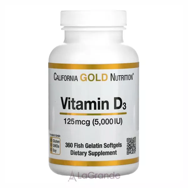 California Gold Nutrition Vitamin D3 125 mcg (5000 IU) ³���� D3, 125 ��� (5000 ��)