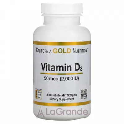 California Gold Nutrition Vitamin D3 50 mcg (2000 IU)   