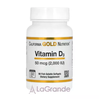 California Gold Nutrition Vitamin D3 50mcg (2000IU)  D3