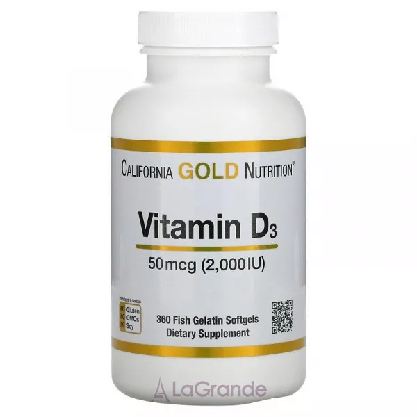 California Gold Nutrition Vitamin D3 50 mcg (2000 IU) ����������� ������� 