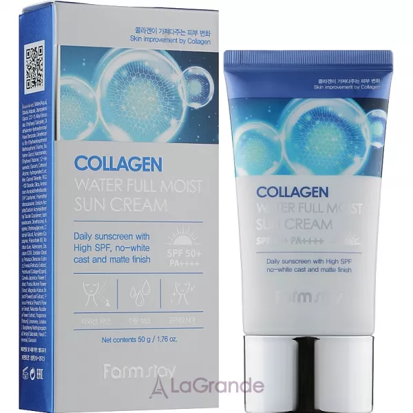 Farmstay Collagen Water Full Moist Sun Cream SPF50+/PA++++ ����������� �������������� ���� � ����������