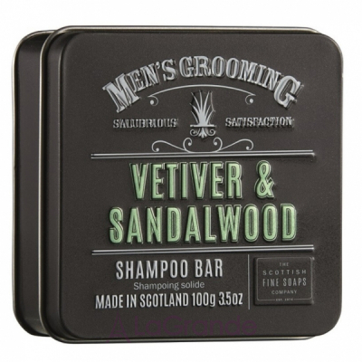 Scottish Fine Soaps Mens Grooming Vetiver & Sandalwood Shampoo Bar in a Tin    