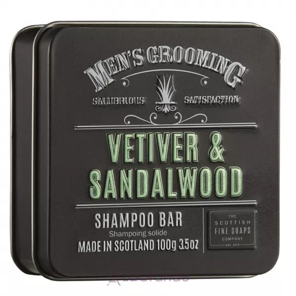 Scottish Fine Soaps Mens Grooming Vetiver & Sandalwood Shampoo Bar in a Tin ������� ��� ������� 