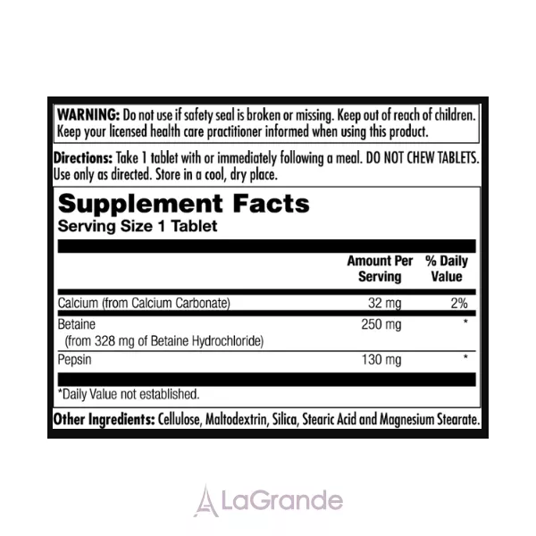 Kal Betaine HCl Plus 250 mg ������� ������� 