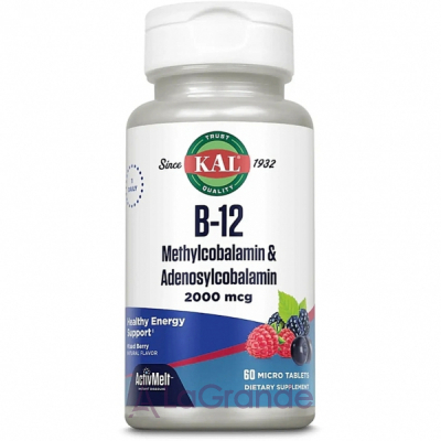 Kal B-12 Methylcobalamin & Adenosylcobalamin 2000mcg   