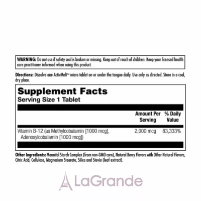 Kal B-12 Methylcobalamin & Adenosylcobalamin 2000mcg   