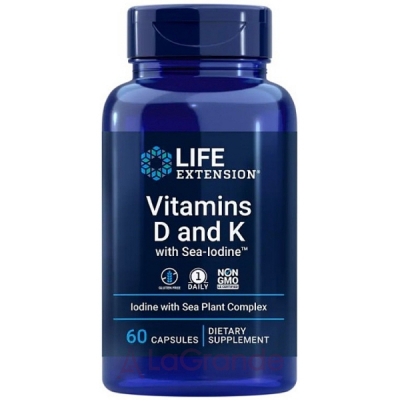 Life Extension Vitamins D and K with Sea-Iodine  D  K   