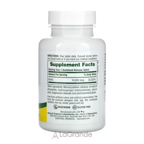 NaturesPlus Biotin 10000 mcg ������� ������� 