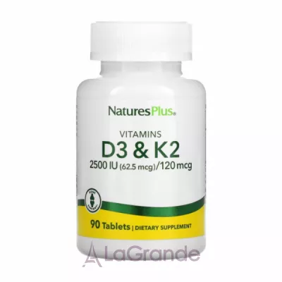 NaturesPlus Vitamins D3 K2 2500 IU/120 mcg  3  2