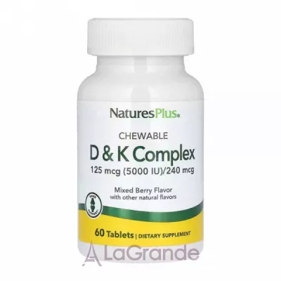 NaturesPlus VIT D & K Complex 125mcg 5000 IU/ 240 mcg   D  K