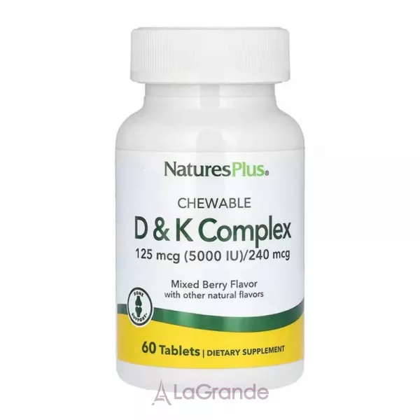 NaturesPlus VIT D & K Complex 125mcg 5000 IU/ 240 mcg �������� ��������� D � K