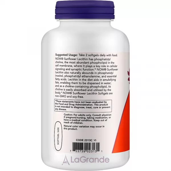 Now Foods Sunflower Lecithin 1200mg Softgels ������� ������������ 1200�� � ����������� ��������