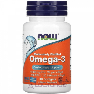 Now Foods Omega-3 Molecularly Distilled 180 EPA/120 DHA  