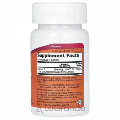 Now Foods Vitamin D-3 10000 IU Structural Support ĳ  