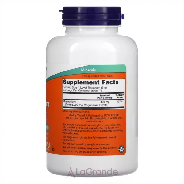 Now Foods Magnesium Citrate Pure Powder ̳������ ������ ������, �������