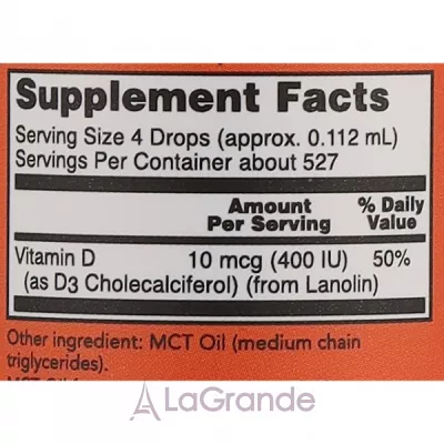 Now Foods Liquid Vitamin D3 400 IU  