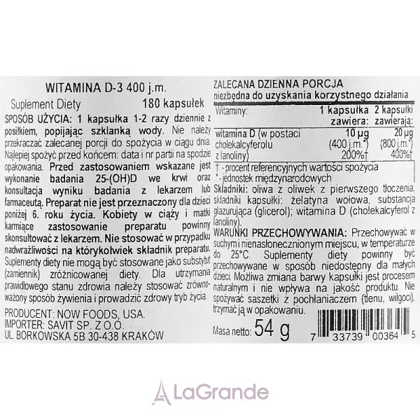 Now Foods Vitamin D-3 400 IU Softgels ³���� D-3 � �'���� ���������