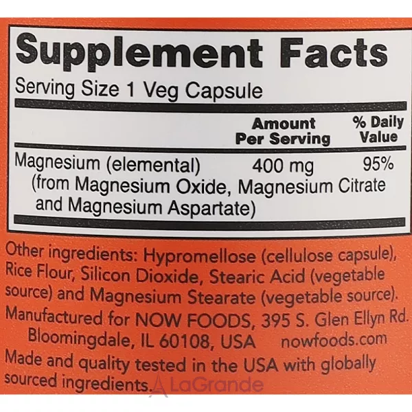 Now Foods Magnesium Caps Veg Capsules ̳������ ������, 400 ��