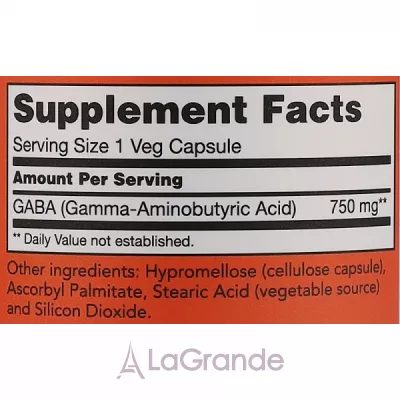 Now Foods GABA 750 mg  GABA 750 