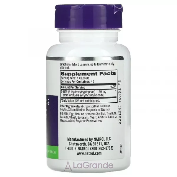Natrol 5-HTP Mood&Stress 50 mg ĳ������ ������� �5-ó����������������, 50 ��