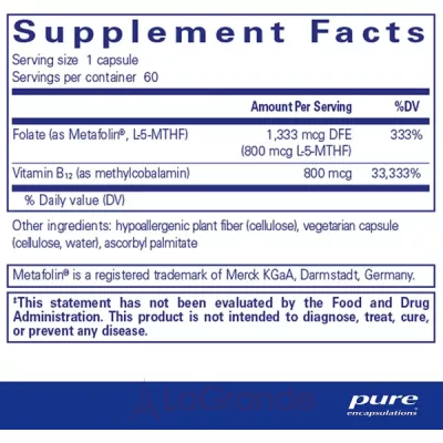 Pure Encapsulations B12 Folate ³ B12  , 